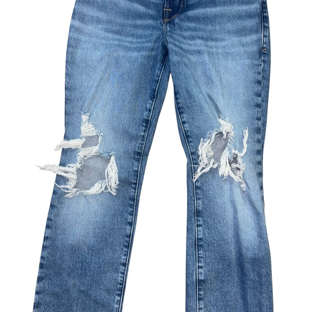 Good American Good Leg Jeans Straight Leg Distressed Denim Women’s 24 Classic - Picture 5 of 13